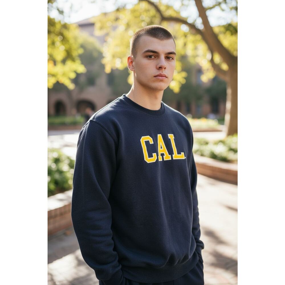 Hanes Ecosmart CAL University Crewneck Blue Clean Size Small